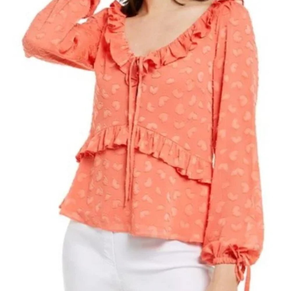 NWT Michael Kors Printed Ruffle Top